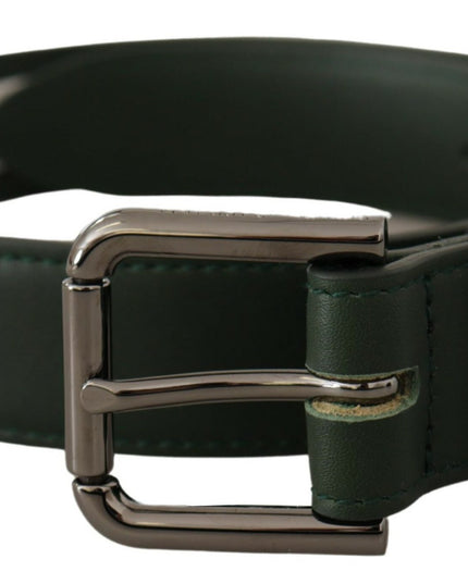 Dolce & Gabbana Army Green Leather Logo Metal Waist Buckle Belt