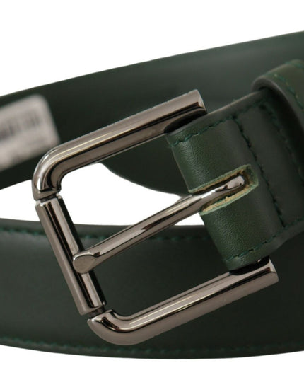 Dolce & Gabbana Army Green Leather Logo Metal Waist Buckle Belt
