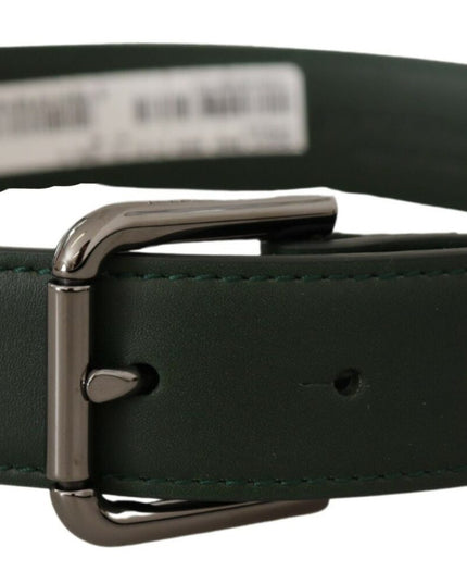 Dolce & Gabbana Army Green Leather Logo Metal Waist Buckle Belt