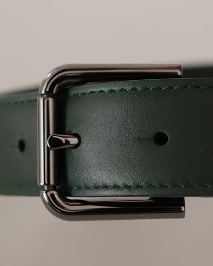 Dolce & Gabbana Army Green Leather Logo Metal Waist Buckle Belt