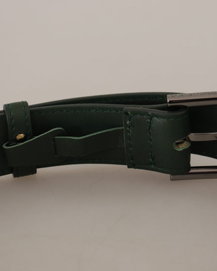 Dolce & Gabbana Army Green Leather Logo Metal Waist Buckle Belt