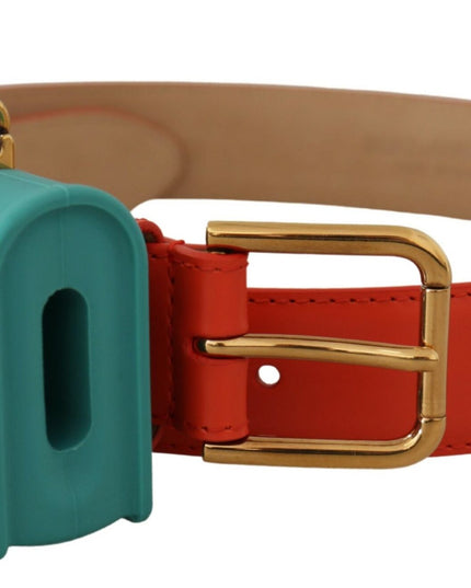 Dolce & Gabbana Orange Leather Devotion Heart Micro Bag Headphones Belt