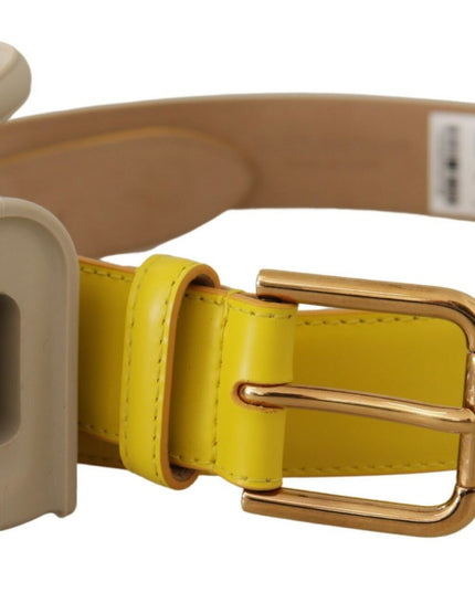 Dolce & Gabbana Yellow Leather Devotion Heart Micro Bag Headphones Belt