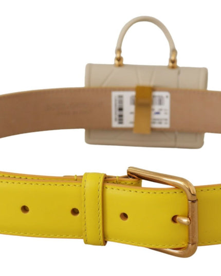 Dolce & Gabbana Yellow Leather Devotion Heart Micro Bag Headphones Belt