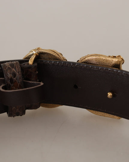 Dolce & Gabbana Brown Amore Animal Print Exotic Leather Logo Buckle Belt