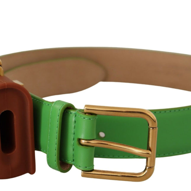 Dolce & Gabbana Green Leather Devotion Heart Micro Bag Headphones Belt