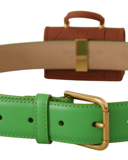 Dolce & Gabbana Green Leather Devotion Heart Micro Bag Headphones Belt