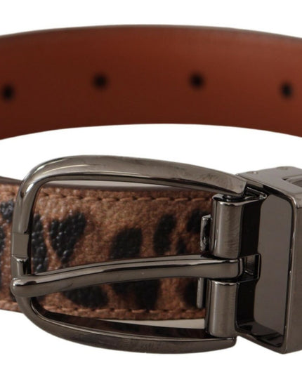 Dolce & Gabbana Brown Leopard Embossed Leather Buckle Belt