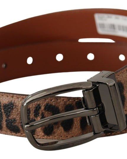 Dolce & Gabbana Brown Leopard Embossed Leather Buckle Belt