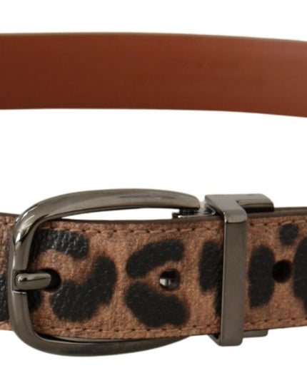 Dolce & Gabbana Brown Leopard Embossed Leather Buckle Belt