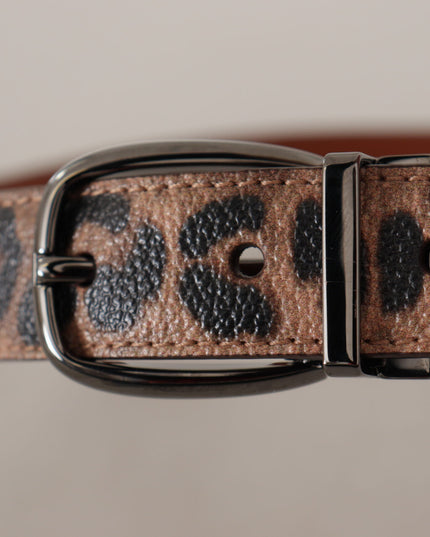 Dolce & Gabbana Brown Leopard Embossed Leather Buckle Belt