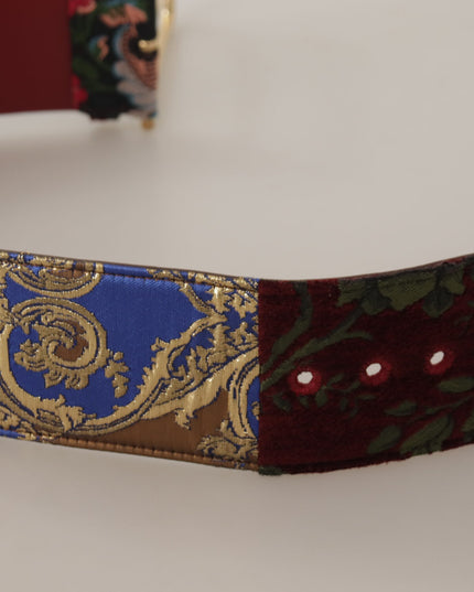 Dolce & Gabbana Red Embroidered Leather Gold Logo Metal Buckle Belt
