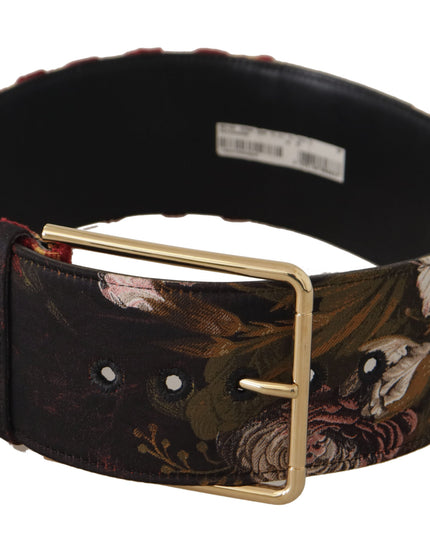 Dolce & Gabbana Multicolor Wide Leather Floral Gold Metal Buckle Belt