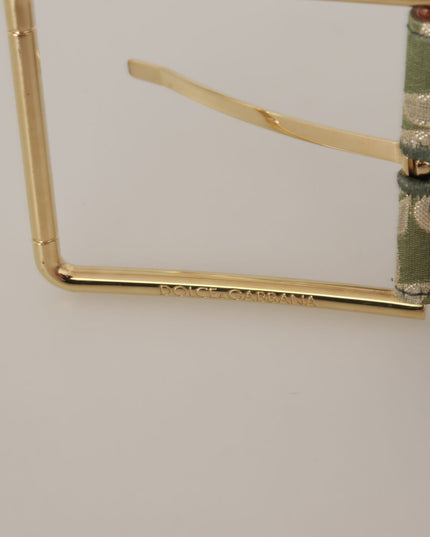 Dolce & Gabbana Multicolor Leather Embroidered Gold Metal Buckle Belt