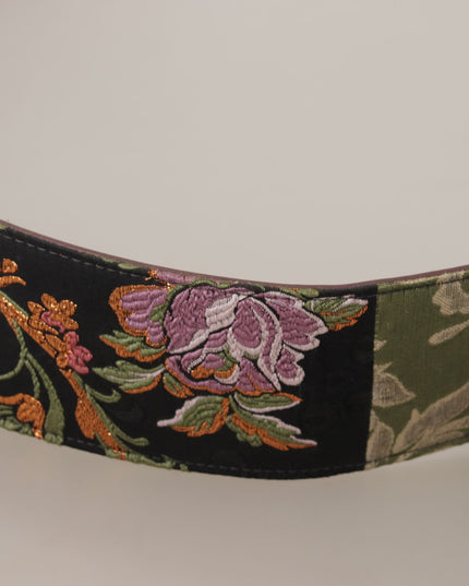 Dolce & Gabbana Multicolor Leather Embroidered Gold Metal Buckle Belt