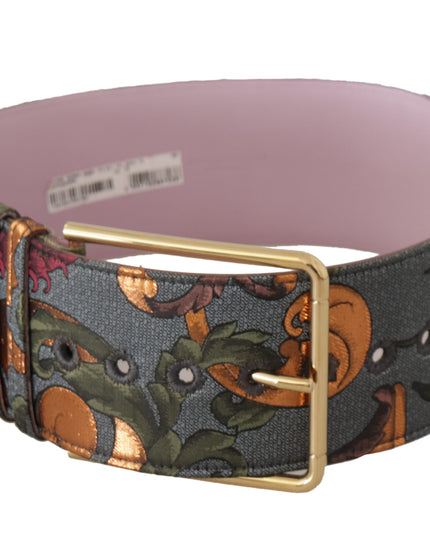Dolce & Gabbana Multicolor Leather Embroidered Gold Metal Buckle Belt