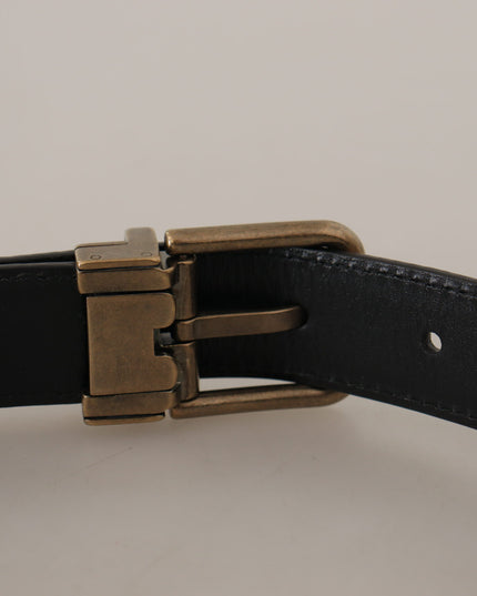 Dolce & Gabbana Brown Leather Leopard Print Bronze Metal Buckle Belt