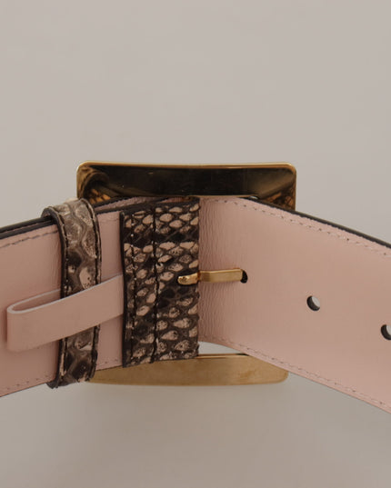 Dolce & Gabbana Beige Exotic Leather Wide Gold Metal Buckle Belt