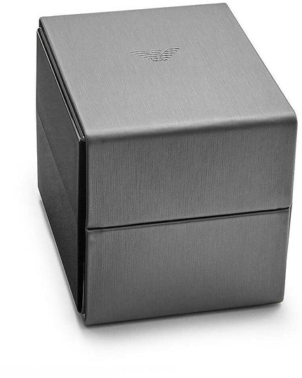 Emporio Armani Brown Steel and Leather Quartz Watch