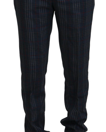 BENCIVENGA Gray Pure Wool Men Checkered Pants