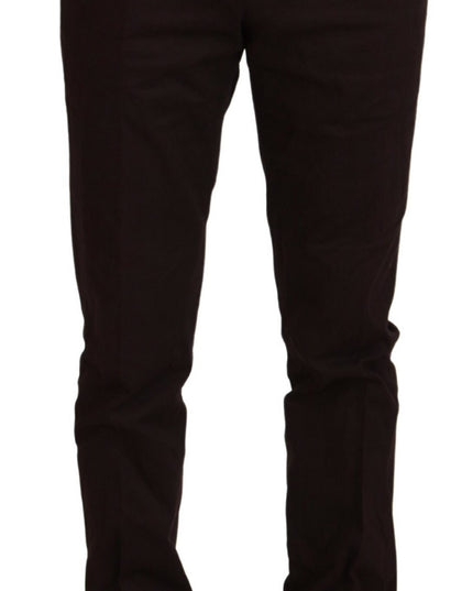 BENCIVENGA Brown Cotton Tapered Formal Men Pants