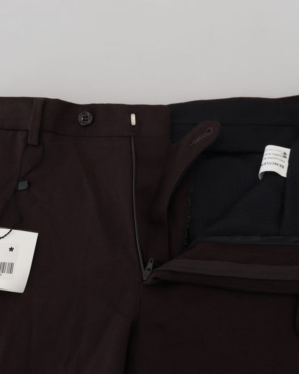 BENCIVENGA Brown Cotton Tapered Formal Men Pants