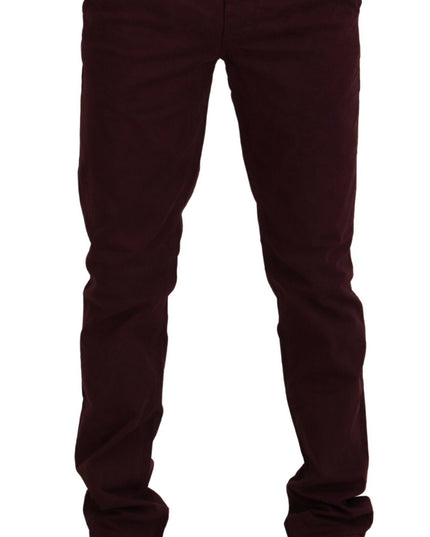 CYCLE Maroon Cotton Stretch Skinny Casual Men Pants