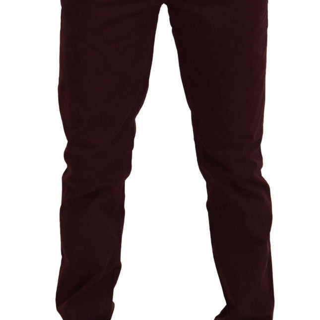 CYCLE Maroon Cotton Stretch Skinny Casual Men Pants