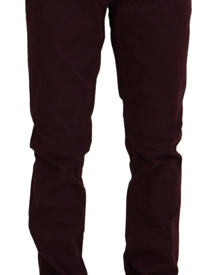 CYCLE Maroon Cotton Stretch Skinny Casual Men Pants