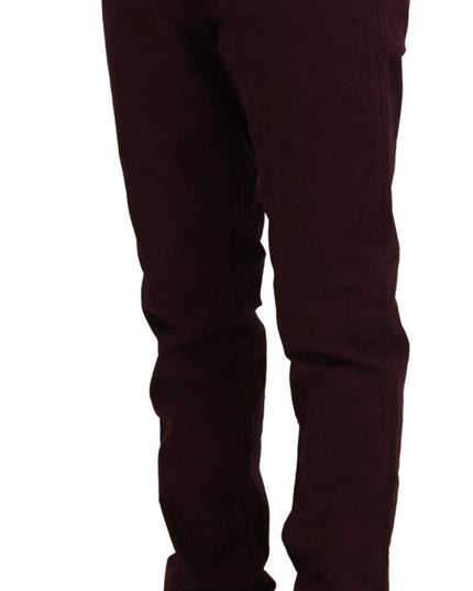 CYCLE Maroon Cotton Stretch Skinny Casual Men Pants