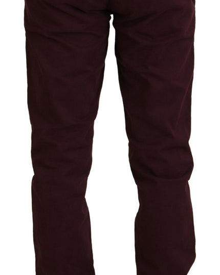 CYCLE Maroon Cotton Stretch Skinny Casual Men Pants