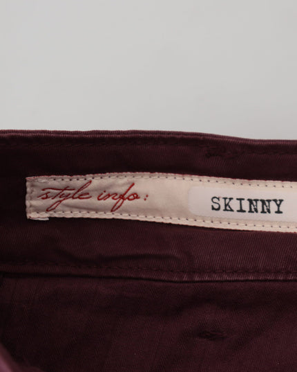 CYCLE Maroon Cotton Stretch Skinny Casual Men Pants