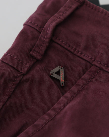 CYCLE Maroon Cotton Stretch Skinny Casual Men Pants