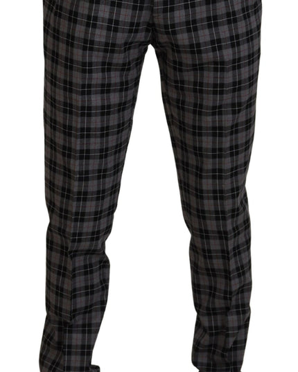 BENCIVENGA Gray Checkered Slim Fit Men Pants