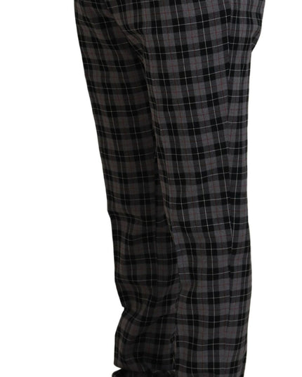 BENCIVENGA Gray Checkered Slim Fit Men Pants