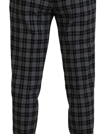 BENCIVENGA Gray Checkered Slim Fit Men Pants