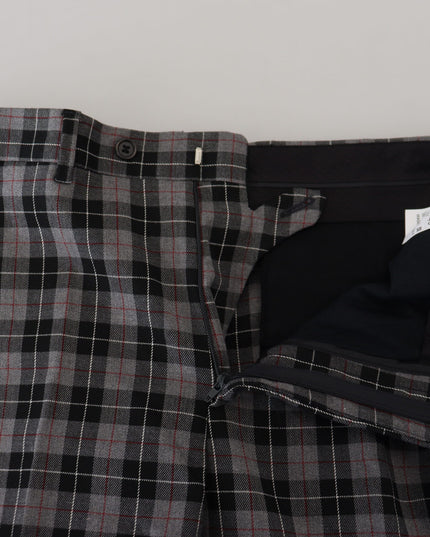 BENCIVENGA Gray Checkered Slim Fit Men Pants