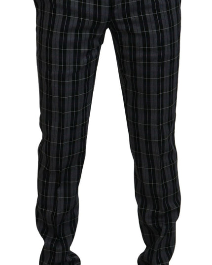 BENCIVENGA Gray Checkered Slim Fit Men Pants