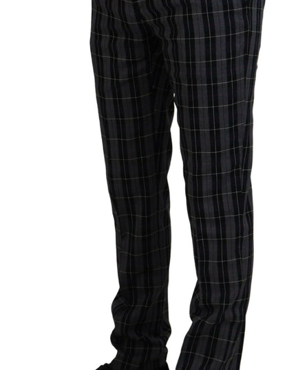BENCIVENGA Gray Checkered Slim Fit Men Pants