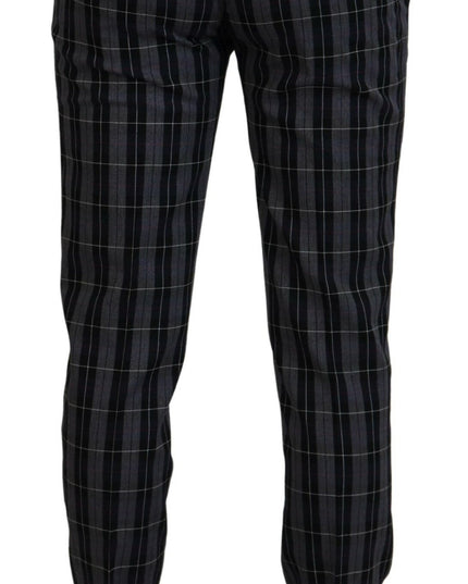 BENCIVENGA Gray Checkered Slim Fit Men Pants