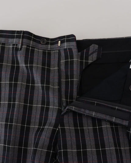 BENCIVENGA Gray Checkered Slim Fit Men Pants