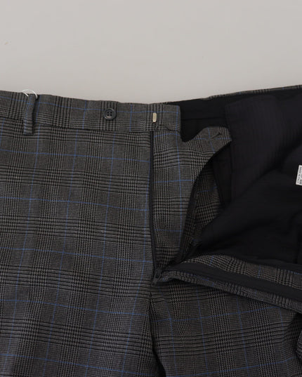BENCIVENGA Gray Checkered Wool Dress Formal Pants