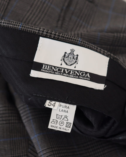 BENCIVENGA Gray Checkered Wool Dress Formal Pants