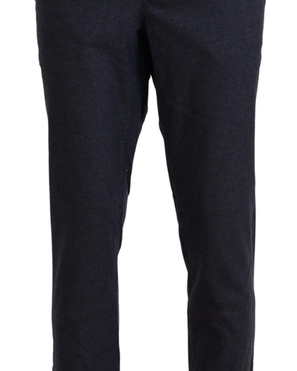 Domenico Tagliente Black Polyester Tapered Dress Pants