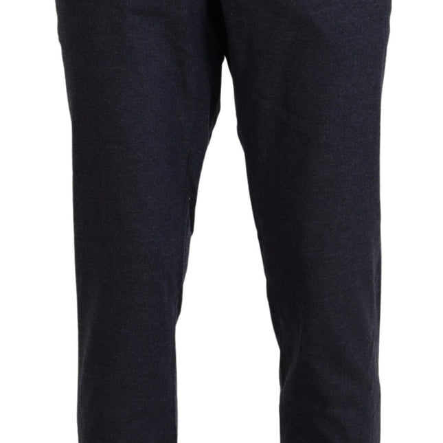 Domenico Tagliente Black Polyester Tapered Dress Pants