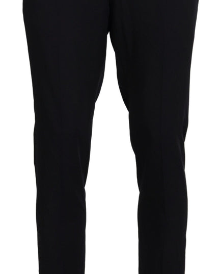 Domenico Tagliente Black Polyester Tapered Dress Pants