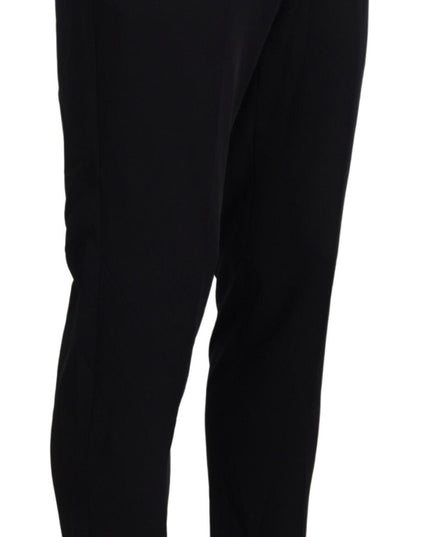 Domenico Tagliente Black Polyester Tapered Dress Pants