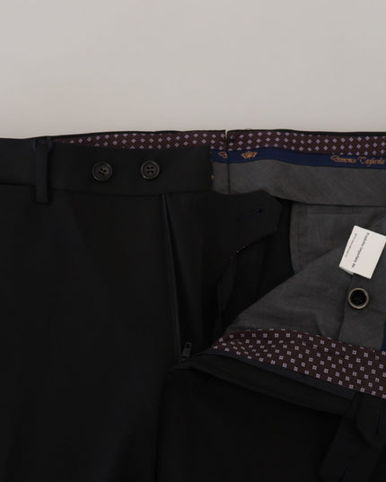 Domenico Tagliente Black Polyester Tapered Dress Pants