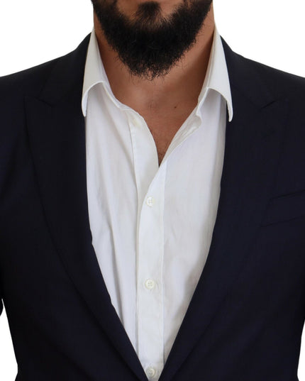 Dolce & Gabbana Blue Wool Slim Fit Formal Coat Blazer