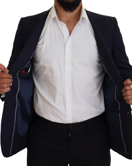 Dolce & Gabbana Blue Wool Slim Fit Formal Coat Blazer